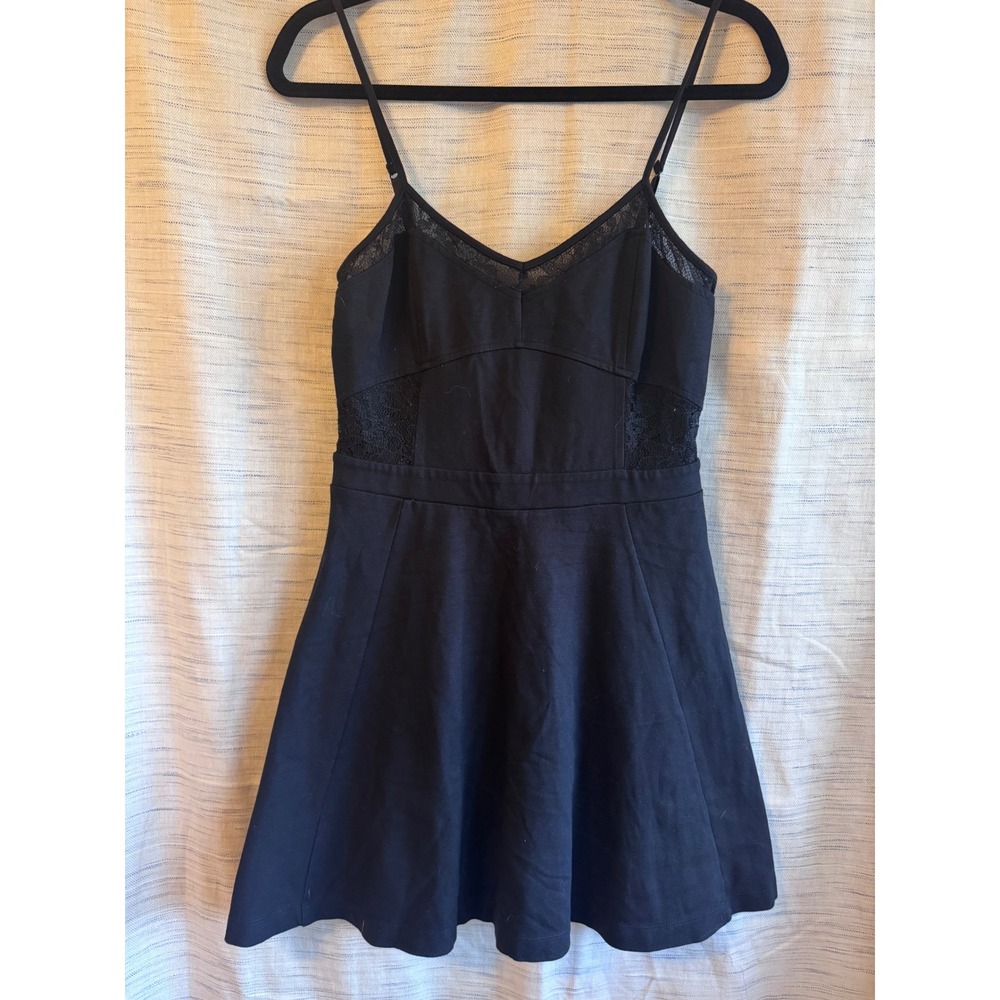 Express Black Lace Trim Fit and Flare Mini Dress Sleeveless Size 6